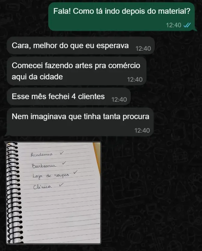Lista de clientes conquistados aplicando o método